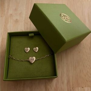 Tory Burch Heart Earrings and Bracelet Set
